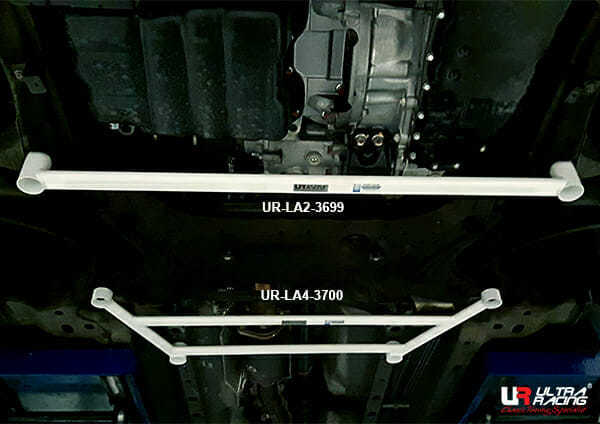 Ultra Racing - 2pt Front Lower Brace - 2018-2025 Mitsubishi Eclipse Cross (GK) / 2014-2020 Mitsubishi Outlander (GF) - UR-LA2-3699