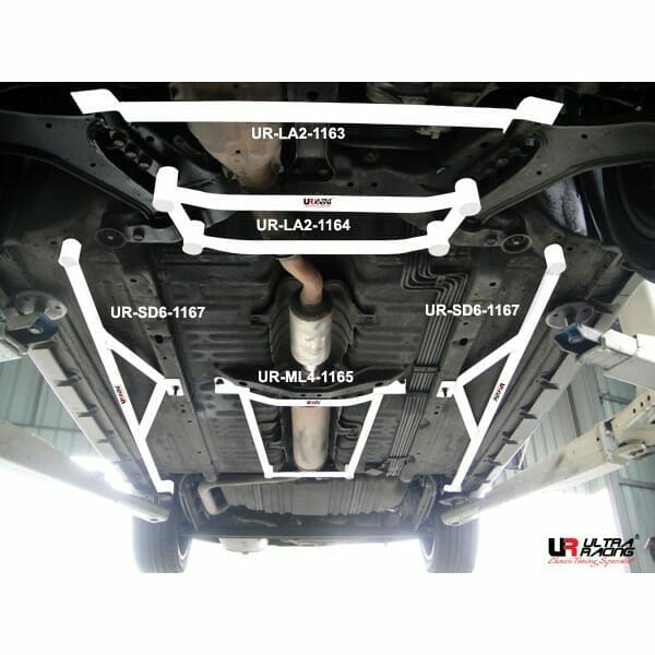 Ultra Racing - 4pt Middle Lower Brace - 2000-2003 Nissan Maxima (A33) / 2000-2001 Infiniti I30 (A33) / 2002-2004 Infiniti I35 (A33) - UR-ML4-1165