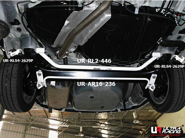 Ultra Racing - 4pt Rear Lower Side Braces (PAIR) - 2014-2019 Toyota Corolla (E170) - UR-RLS4-2629P