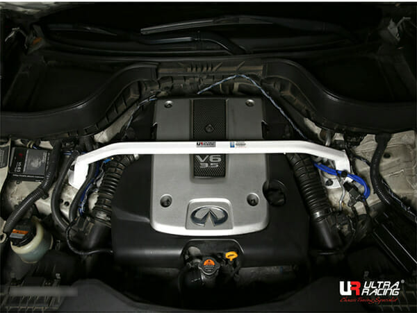 Ultra Racing - 2pt Front Strut Tower Brace - 2009-2013 Infiniti FX35 (S51) / 2014-2017 Infiniti QX70 (S51) / 2008-2017 Infiniti EX35/QX50 (J50) - UR-TW2-1451