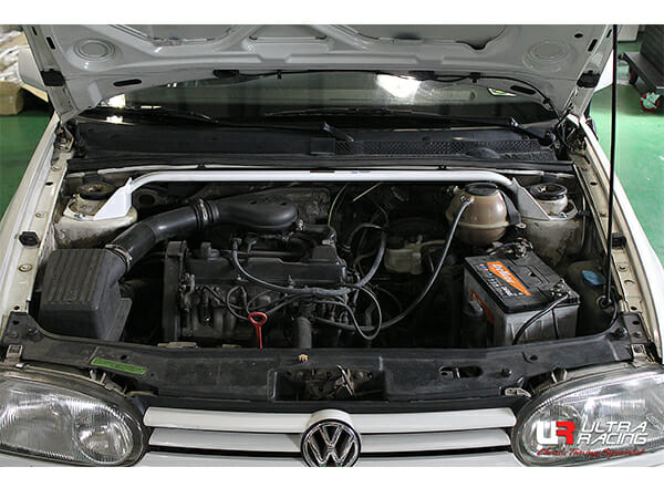 Ultra Racing - 2pt Front Strut Tower Brace - 1993-1998 Volkswagen Golf/GTI (Mk3) / 1995-2002 Volkswagen Cabrio (Mk3) - UR-TW2-981