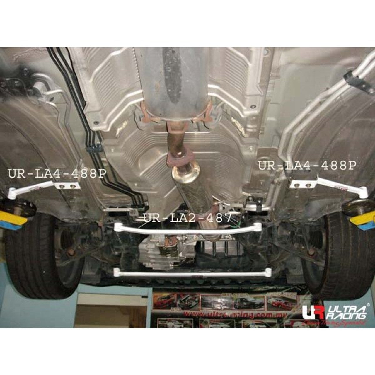 Ultra Racing - 4pt Front Lower Side Brace (Pair) - Acura TSX (CL9) 2004-2008 - UR-LS4-488P