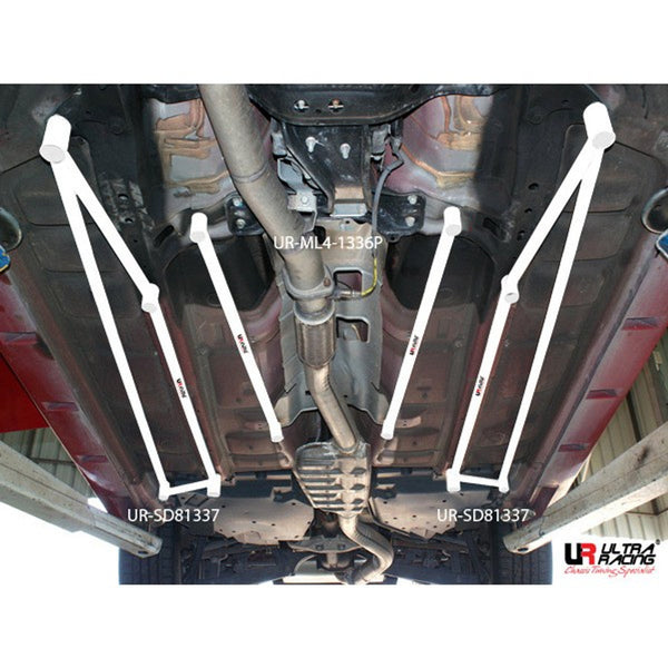 Ultra Racing - 4pt Middle Lower Side Braces (PAIR) - SUBARU WRX STI HATCH (GRB) 2008-2014 - UR-MS4-1336P
